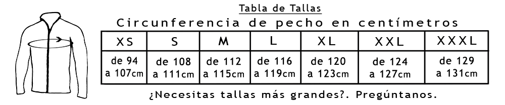 Tabla Chaquetas M115-2XL127